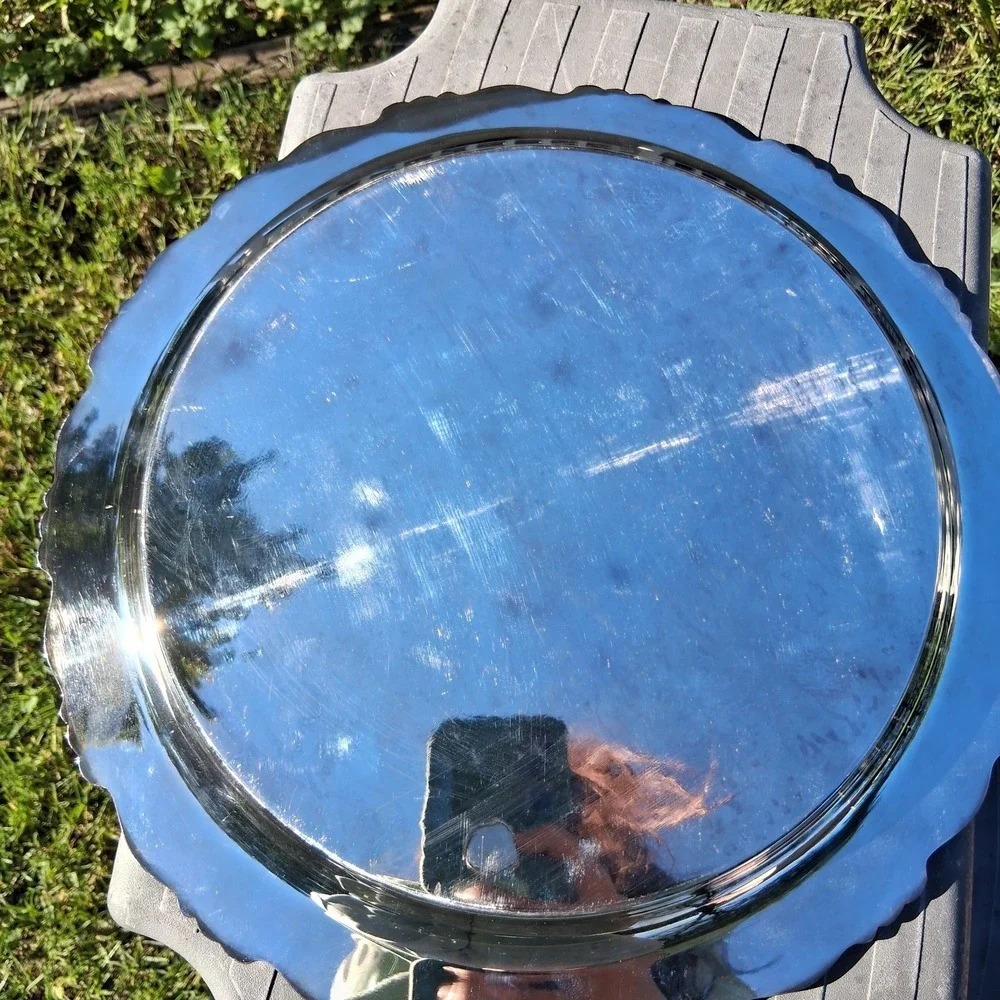 Vintage Silver Plated Butler's Tray: Oneida Floral Etched Serving Platter